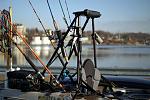 Stand-N-Fish leaning post (starboard side) with rod holders, tackle holder, paddle/oar holder, cup holder (where Boga grip is clipped) and tackle...