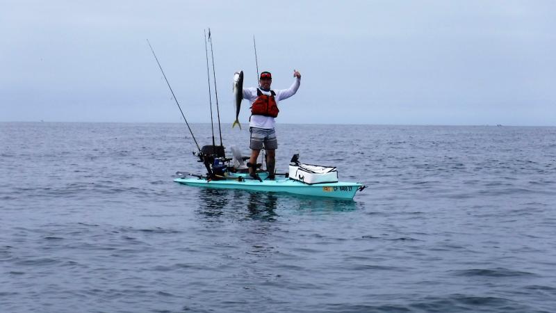 NICK (NICKWORN) First Solo Skiff yellowtail on first LJ surf launch trip, 7-24-2020